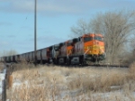 BNSF 7708 waiting to pass through the yard